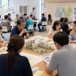 都市更新社區居民討論自主更新與遴選實施者方案示意圖