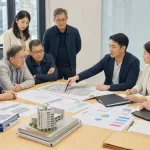 更新會會員與專業團隊討論都更遴選與費用契約示意圖