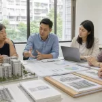 社區住戶討論建商不願投入時自主更新替代方案示意圖